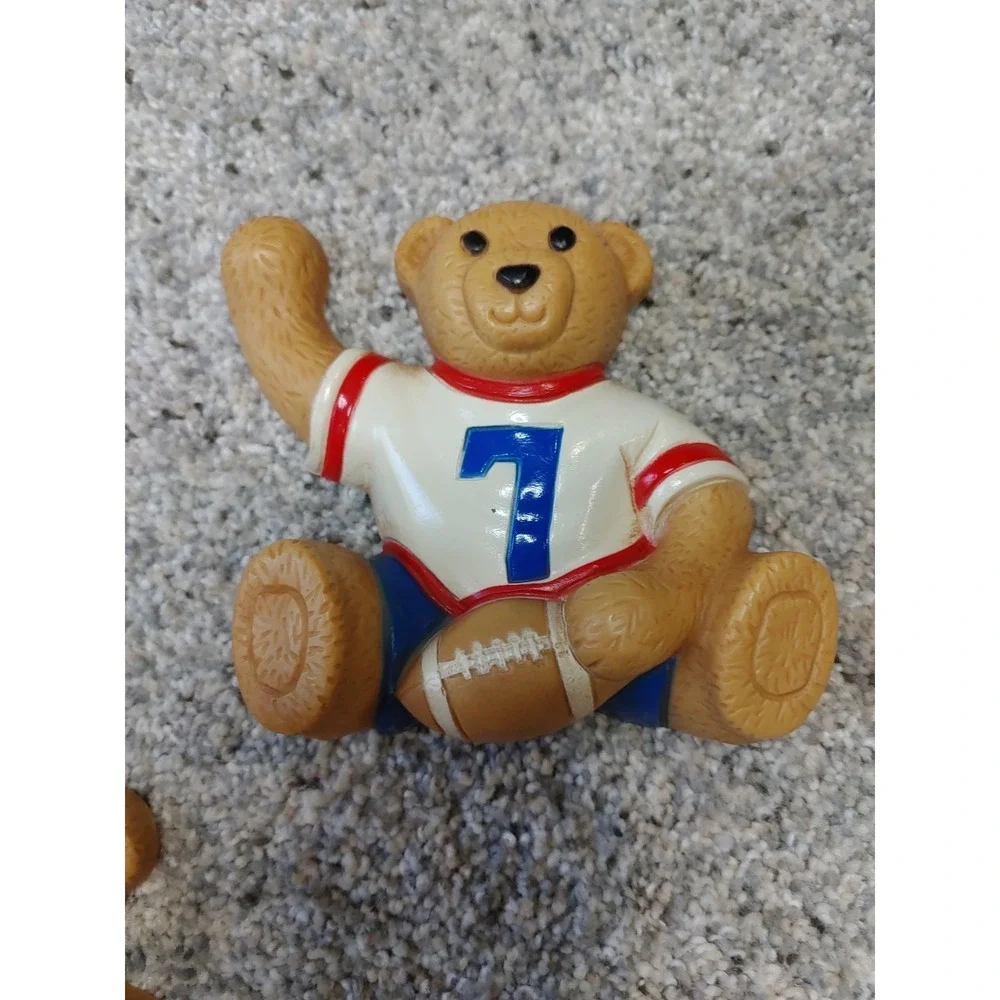 Vtg Syroco Homco Set 3 Teddy Bear Sports Ball Kids Retro Sports Wall Decor